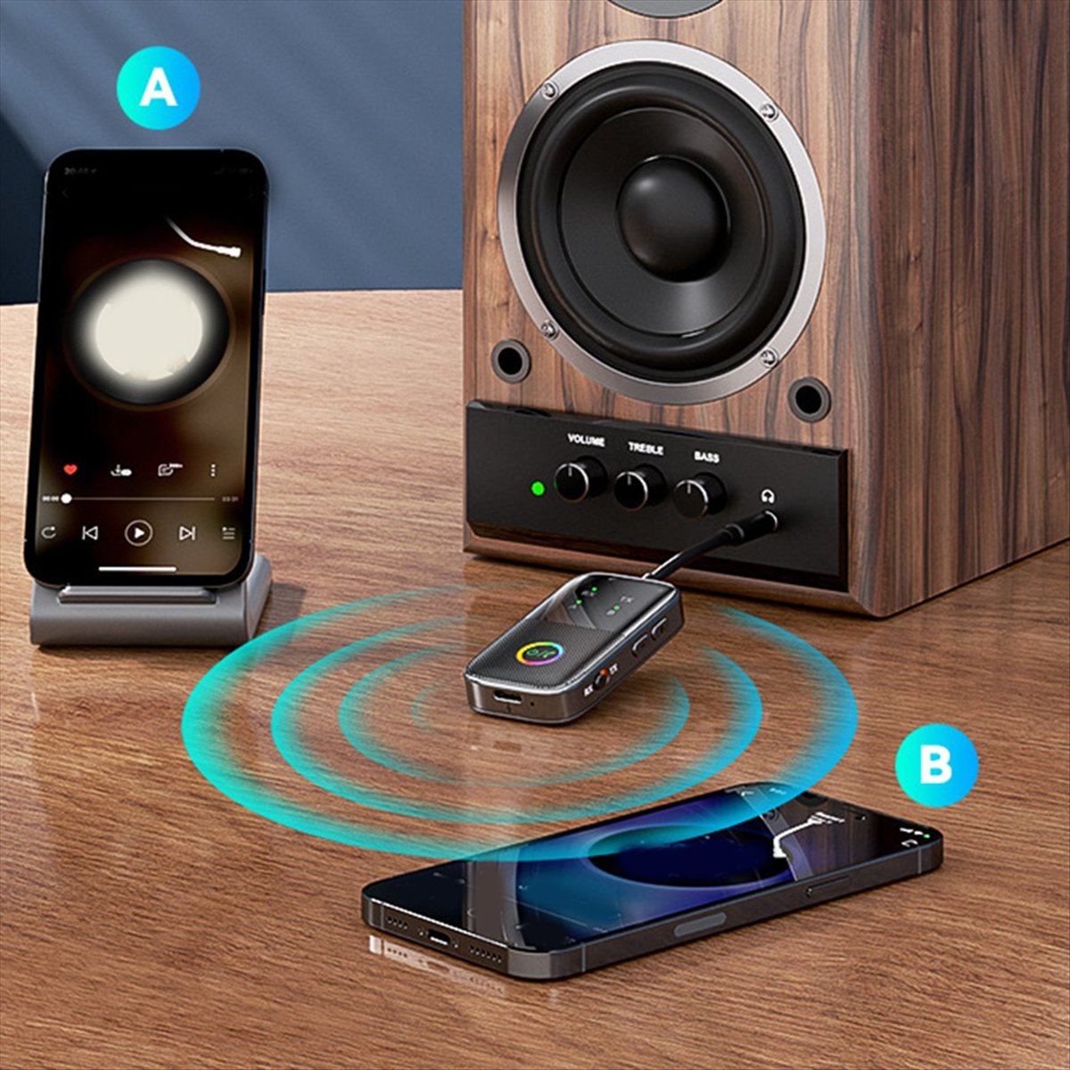 Audio Music Player Pc - 高音質HIFI Bluetooth 5.2オーディオアダプター 3.5mm Aux ワイヤレス音楽レシーバー