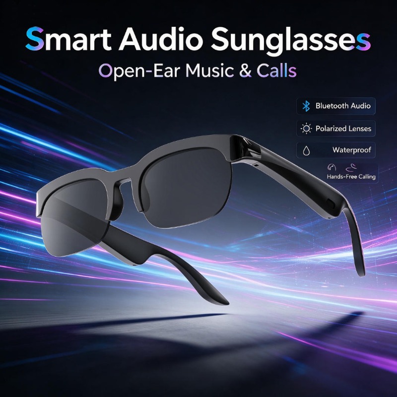 Audio Music Bluetooth - スマートオーディオサングラス オープンイヤーBluetoothメガネ 偏光レンズ ハンズフリー通話 スポーツスマートグラス 運転
