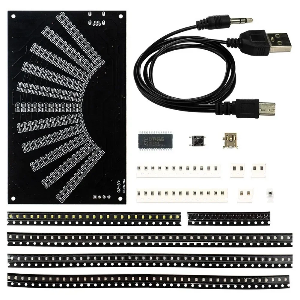 Audio Music Visualizer Free - DIY LED 音楽スペクトル表示キット、オーディオビジュアライザー用アクリルシェル付き、リアルタイムでダイナミックなオーディオビジュアライゼーションをDIYで表示