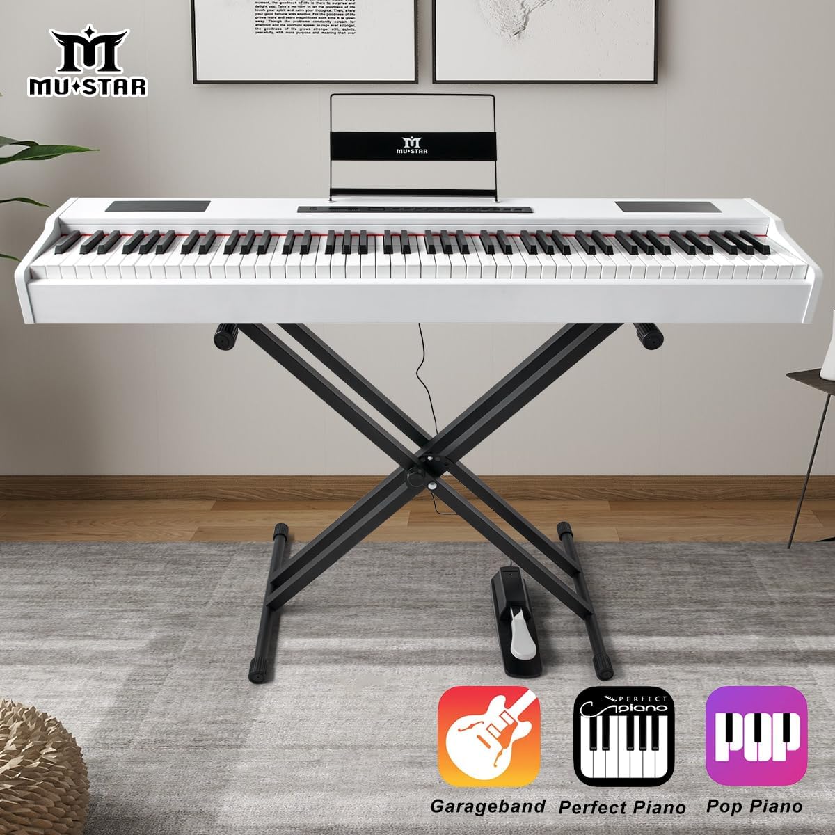 Piano Sustain Pedal - MUSTAR デジタルピアノキーボード 88鍵 フルウェイトハンマーアクション MDP-3200 |