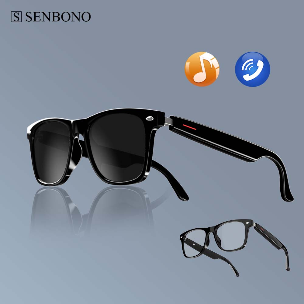 Audio Music Bluetooth - SENBONO E13 スマートグラス:ブルーライトフィルター偏光サングラスレンズオーディオ内蔵マイク&スピーカータッチ&音声アシスタント