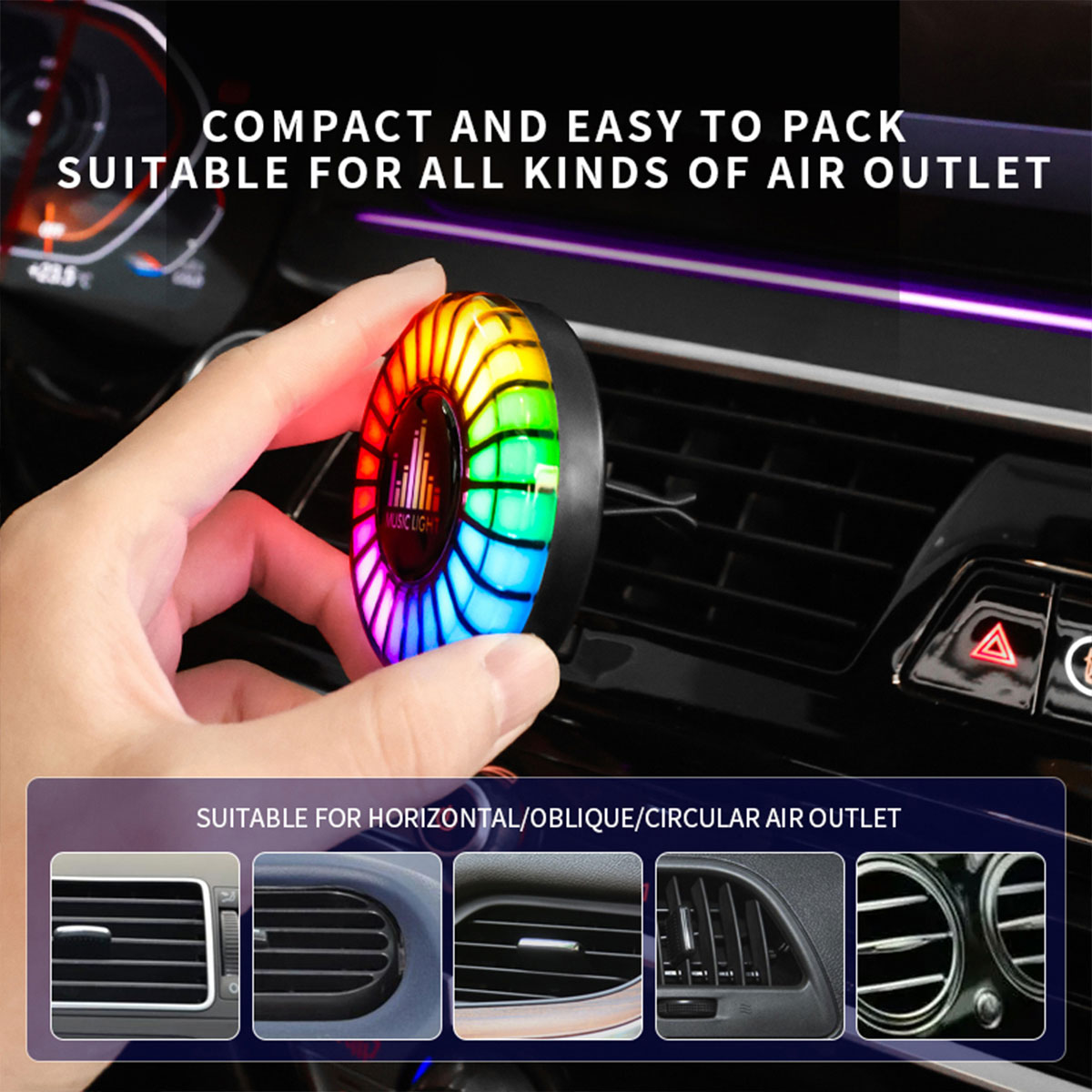 車載音楽リズムランプ 車用エアコン吹き出し口芳香剤 D2 車 - Audio Music Apps のレビューと価格