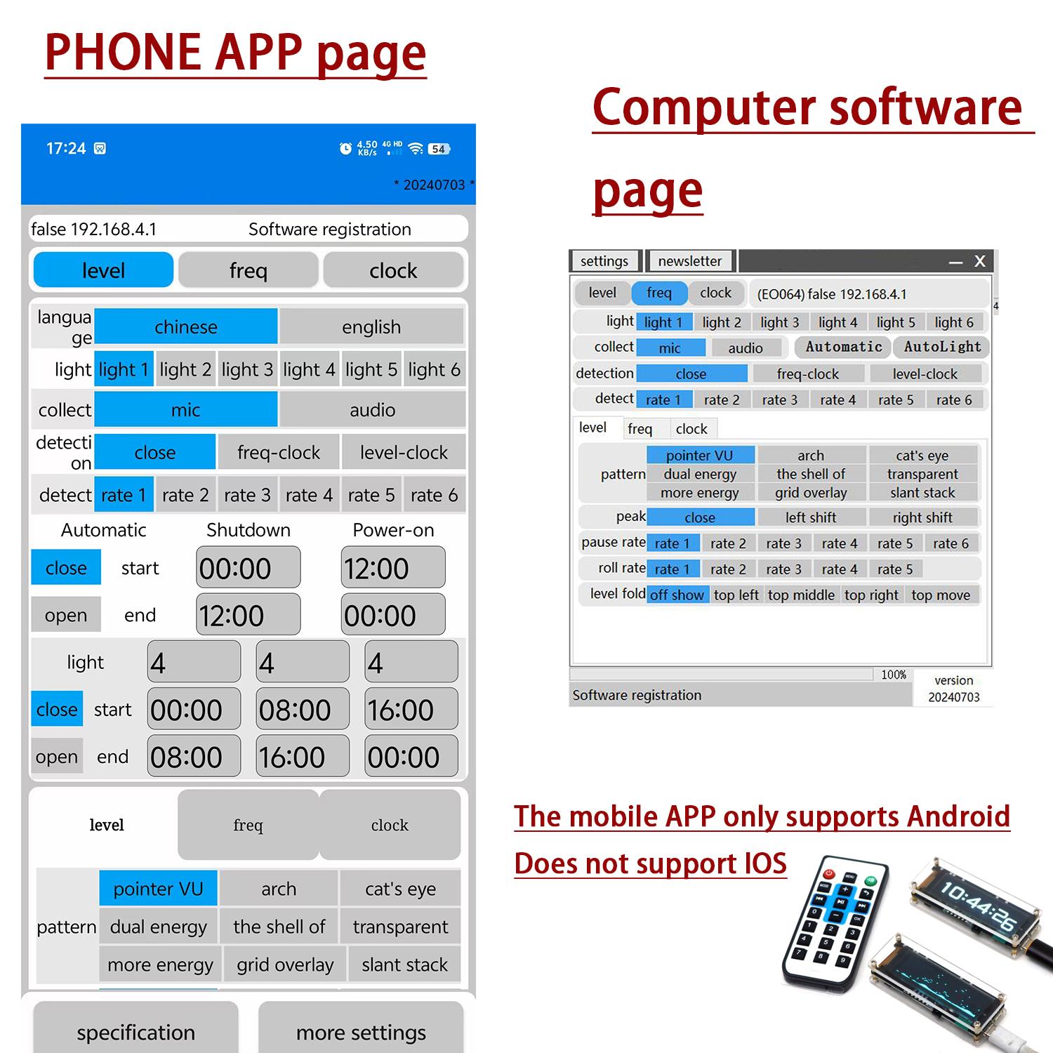 2.08インチOLEDオーディオ音楽スペクトラムWiFi時計 - Audio Music Apps のレビューと価格