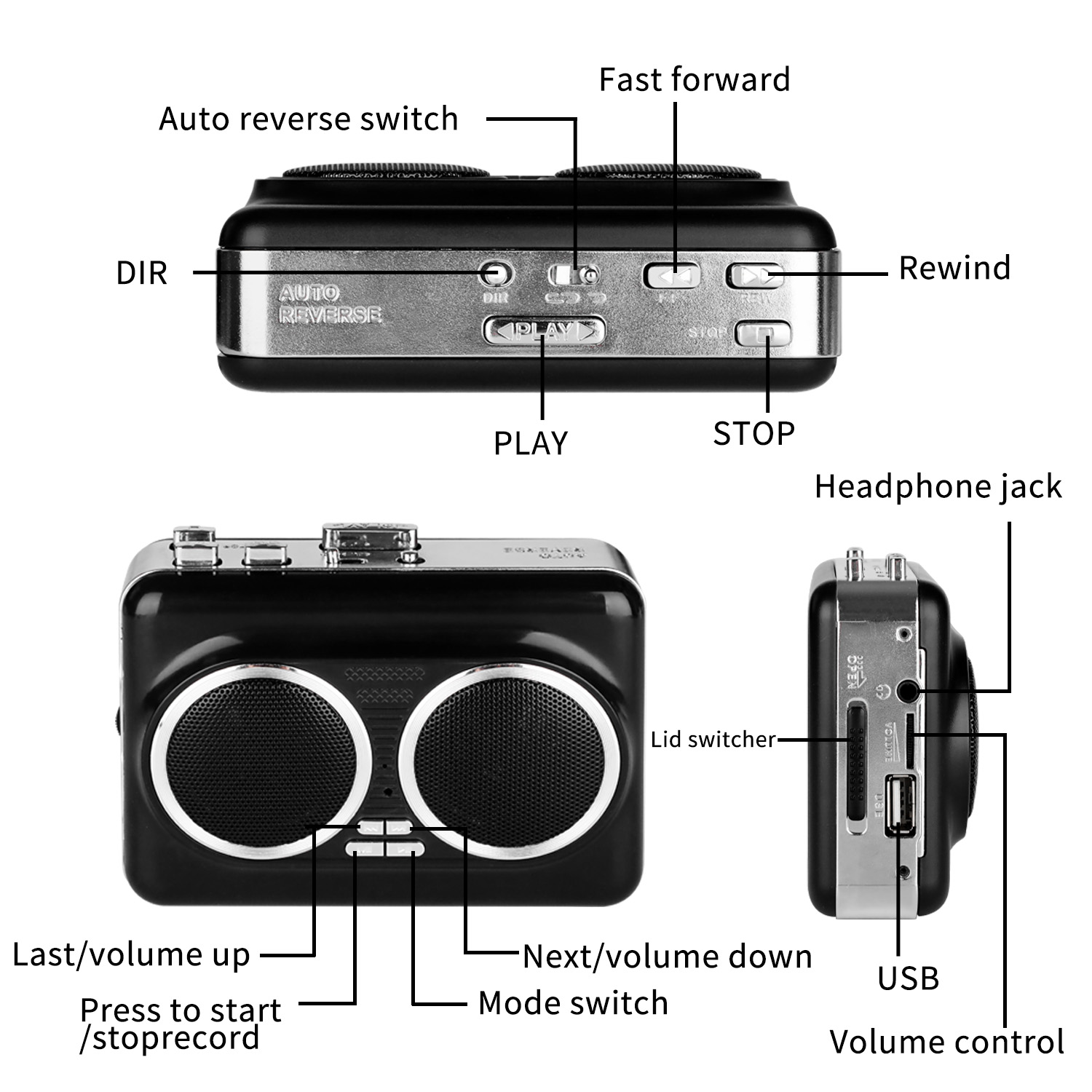 USB カセットプレーヤー テープから MP3 コンバーター - Audio Music Player Pc のレビューと価格