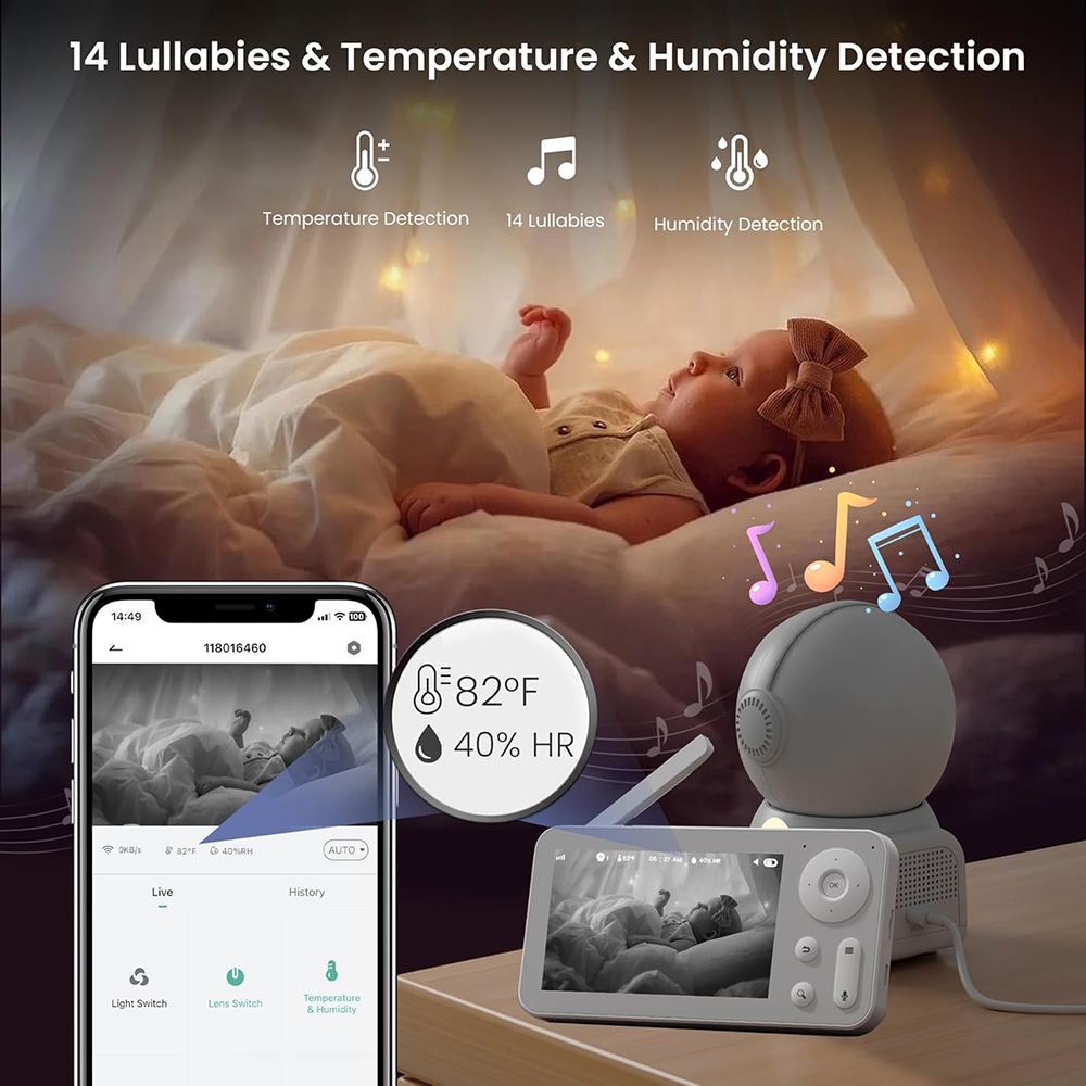 カメラとオーディオを備えたベビーモニター,常夜灯,2台のカメ - Audio Music Apps のレビューと価格